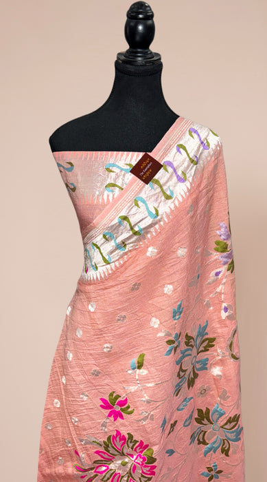 Pure Tussar Georgette Banarasi Handloom Saree - Meenakari