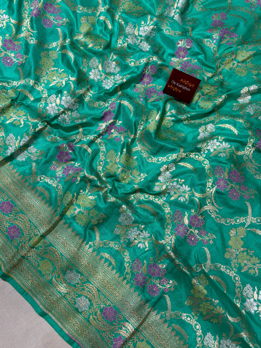 Pure Katan Banarasi Handloom Saree - Roopa Meenakari Work