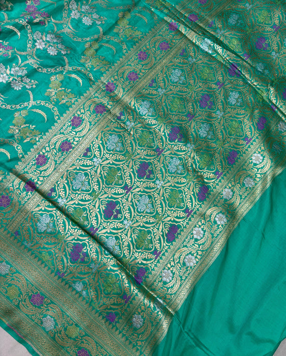 Pure Katan Banarasi Handloom Saree - Roopa Meenakari Work