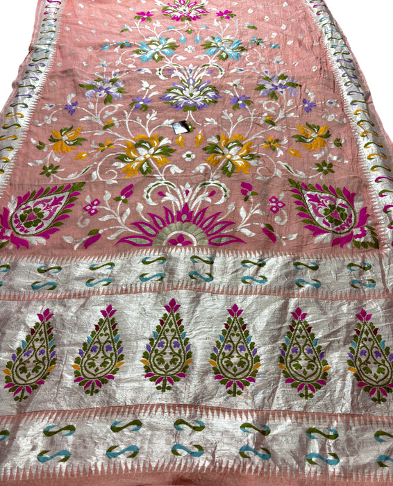 Pure Tussar Georgette Banarasi Handloom Saree - Meenakari