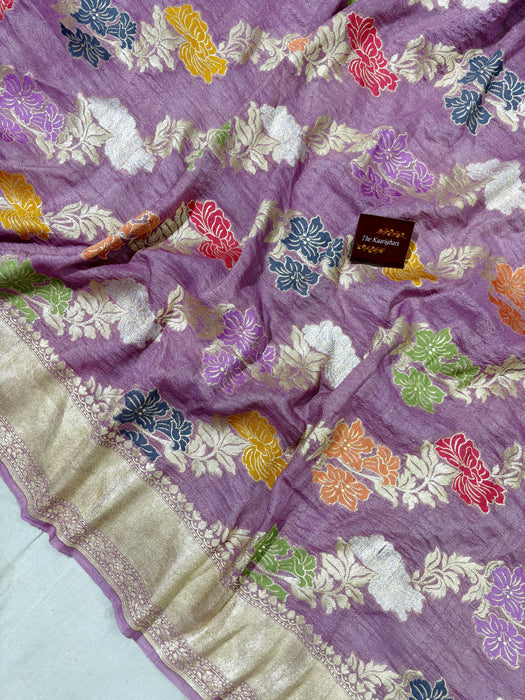 Pure Tussar Georgette Banarasi Handloom Saree - Meenakari