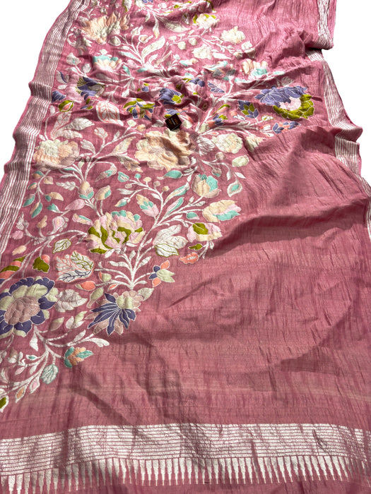 Pure Tussar Georgette Banarasi Handloom Saree - Meenakari