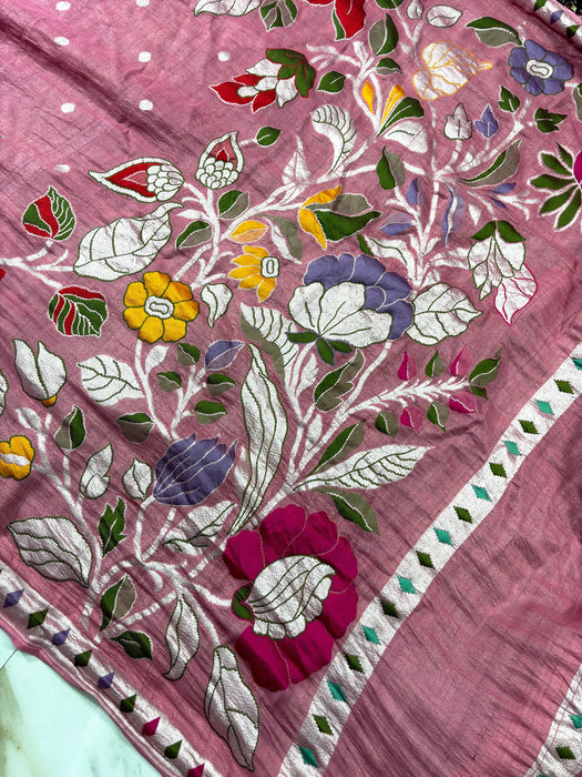Pure Tussar Georgette Banarasi Handloom Saree - Meenakari