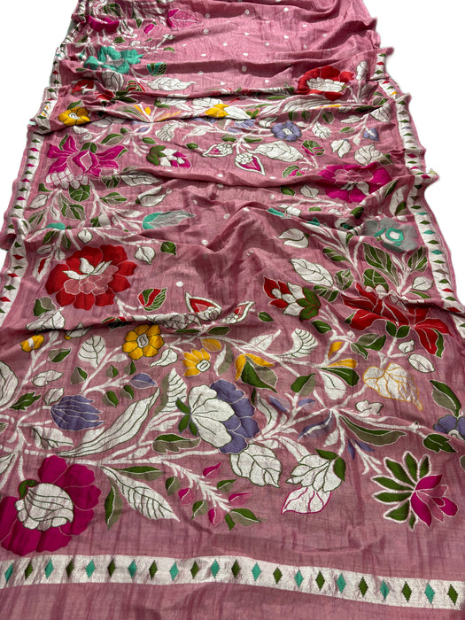 Pure Tussar Georgette Banarasi Handloom Saree - Meenakari