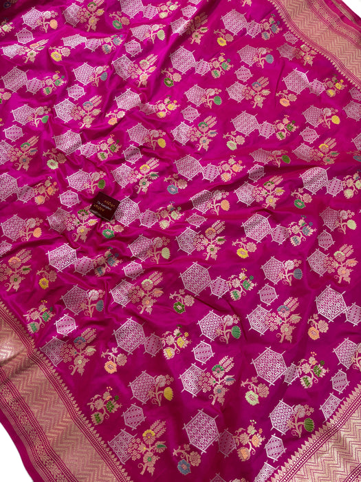 Ektara Rani Pure Katan Silk Banarasi Handloom Saree - Kadiyal Jangla