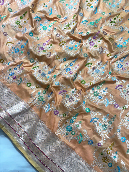 Ektara Persian Sand Pure Katan Silk Banarasi Handloom Saree - Kadiyal Jangla