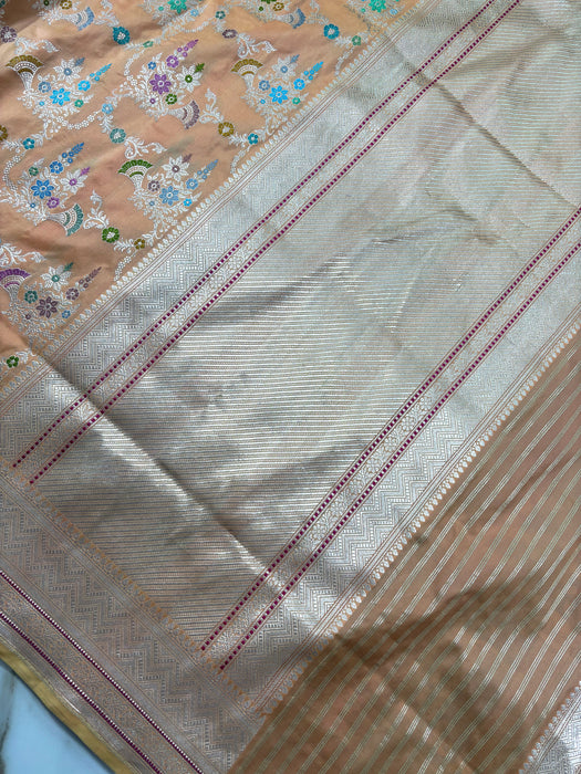 Ektara Persian Sand Pure Katan Silk Banarasi Handloom Saree - Kadiyal Jangla