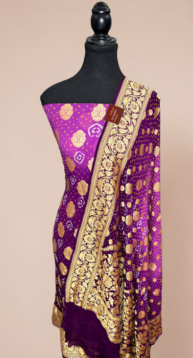Pure Khaddi Georgette Banarasi Bandhani Suit - Meenakari