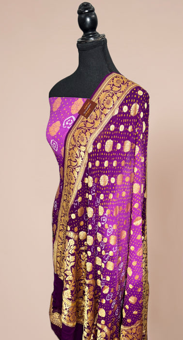 Pure Khaddi Georgette Banarasi Bandhani Suit - Meenakari