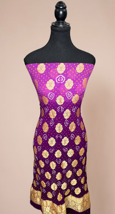 Pure Khaddi Georgette Banarasi Bandhani Suit - Meenakari