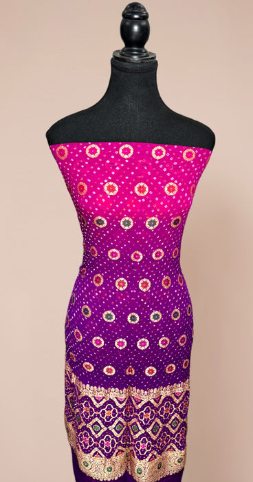 Pure Khaddi Georgette Banarasi Bandhani Suit - Meenakari