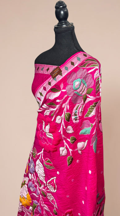 Rani Pure Tussar Georgette Banarasi Handloom Saree - Designer Meenakari