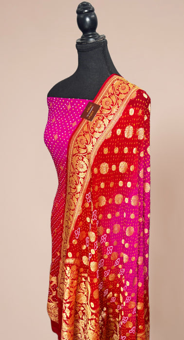 Pure Khaddi Georgette Banarasi Bandhani Suit - Meenakari