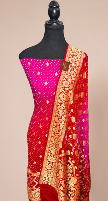 Pure Khaddi Georgette Banarasi Bandhani Suit - Meenakari