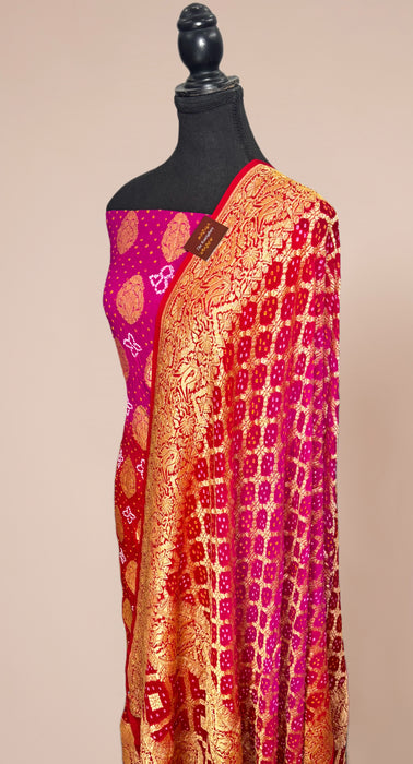 Pure Khaddi Georgette Banarasi Bandhani Suit - Meenakari