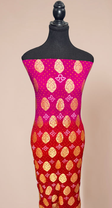Pure Khaddi Georgette Banarasi Bandhani Suit - Meenakari