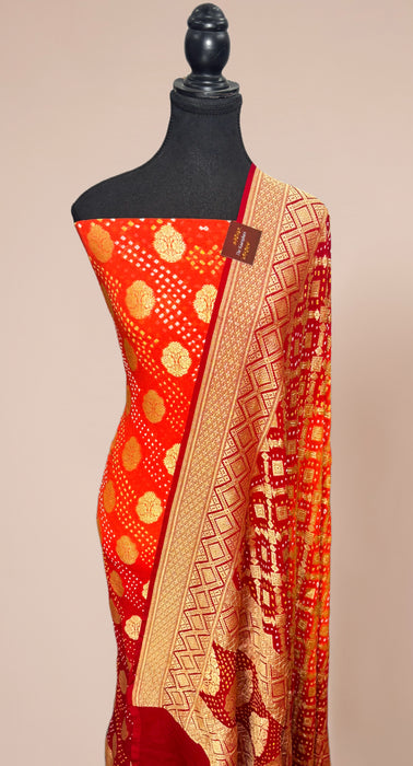 Pure Khaddi Georgette Banarasi Bandhani Suit - Meenakari