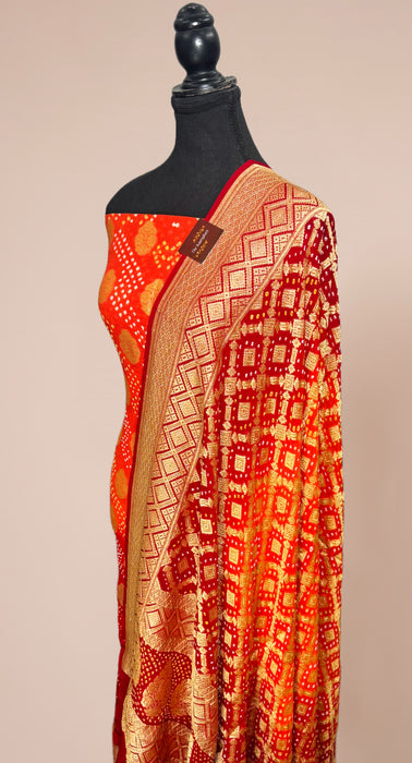 Pure Khaddi Georgette Banarasi Bandhani Suit - Meenakari