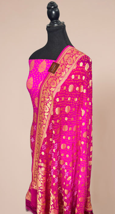 Pure Khaddi Georgette Banarasi Bandhani Suit - Meenakari