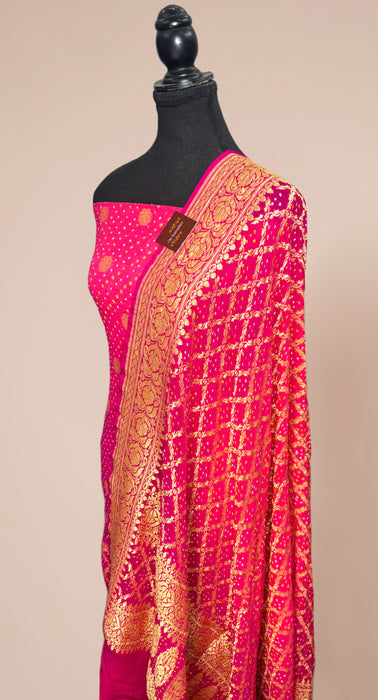 Pure Khaddi Georgette Banarasi Bandhani Suit - Meenakari