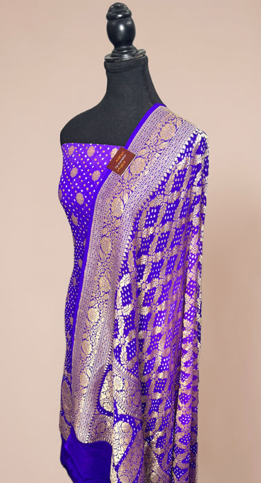 Pure Khaddi Georgette Banarasi Bandhani Suit - Meenakari