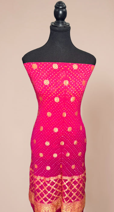 Pure Khaddi Georgette Banarasi Bandhani Suit - Meenakari