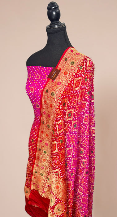 Pure Khaddi Georgette Banarasi Bandhani Suit - Meenakari
