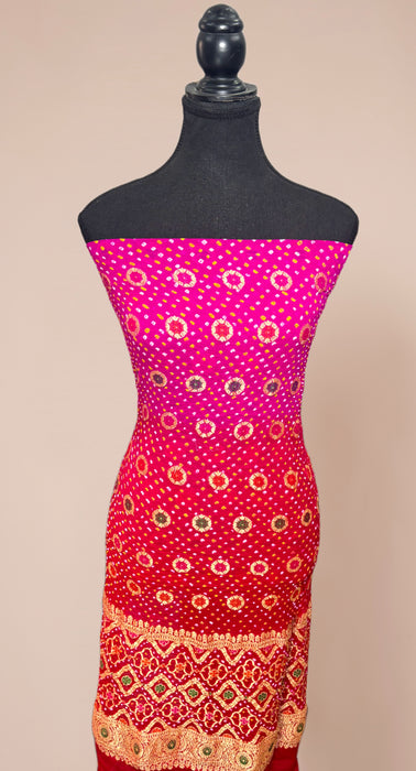 Pure Khaddi Georgette Banarasi Bandhani Suit - Meenakari
