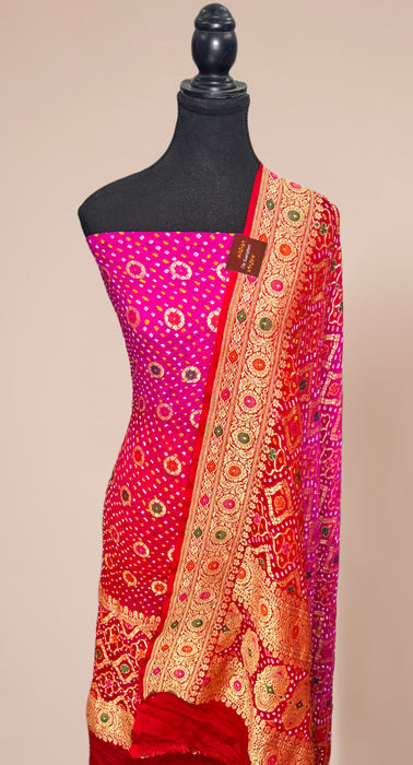 Pure Khaddi Georgette Banarasi Bandhani Suit - Meenakari