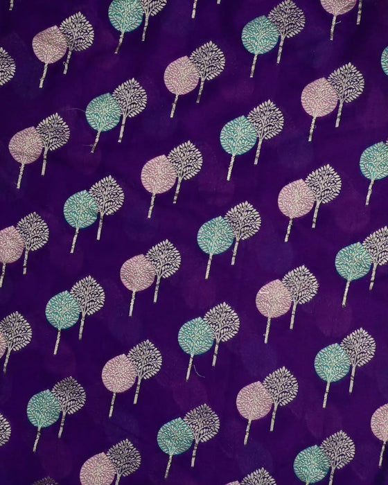 Purple Khaddi Georgette Banarasi Handloom Saree - Meenakari
