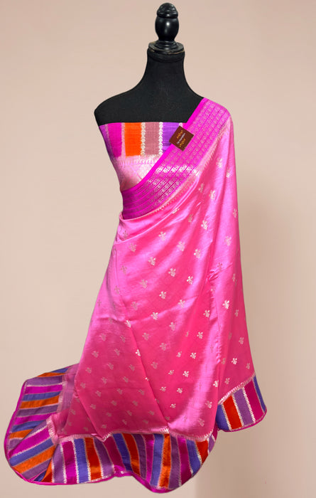 Rangkat Pink Pure Raw Mango Katan Banarasi Handloom Saree