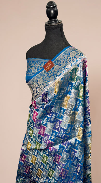 Blue Pure Katan Banarasi Handloom Saree - Rangkat