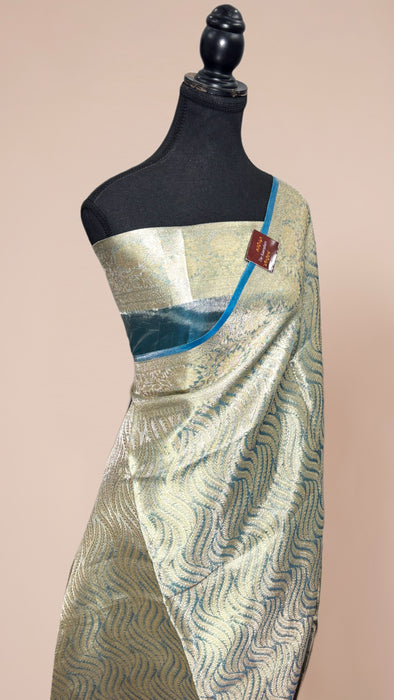 Blue Pure Banarasi Tissue Handloom Saree - Designer Brocade