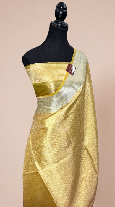 Gold Pure Banarasi Tissue Handloom Saree - Designer Brocade
