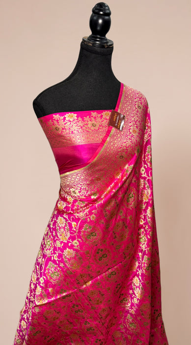 Rani Pure Katan Banarasi Handloom Saree - Meenakari Work