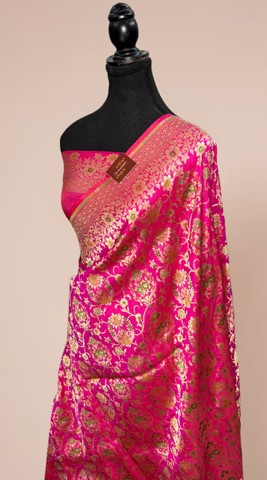 Rani Pure Katan Banarasi Handloom Saree - Meenakari Work