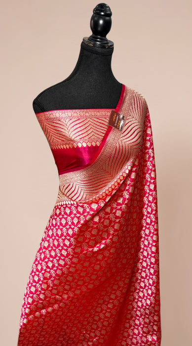 Rani Pure Katan Banarasi Handloom Saree - Jaal work