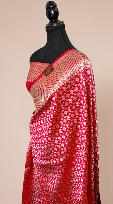 Rani Pure Katan Banarasi Handloom Saree - Jaal work