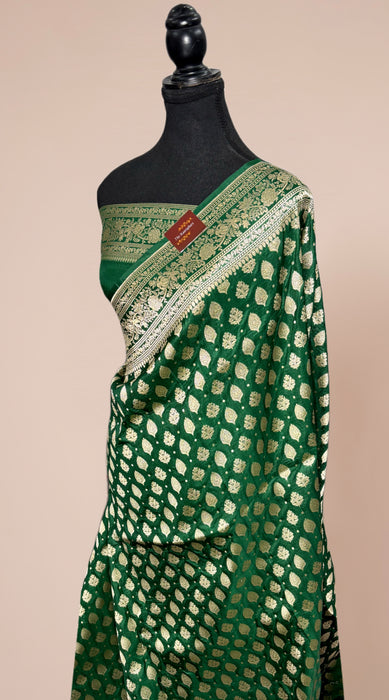 Green Pure Katan Banarasi Handloom Saree - Motifs