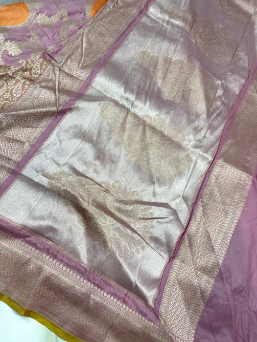 Pure Katan Banarasi Handloom Saree - Kadiyal Sona Meenakari Work