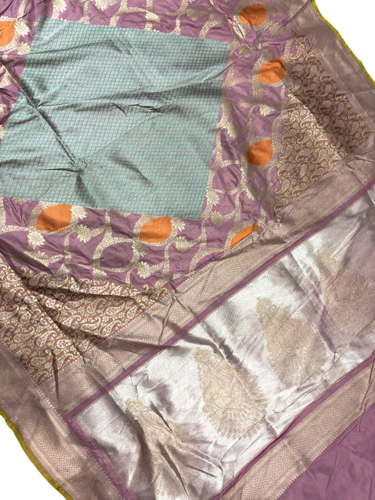 Pure Katan Banarasi Handloom Saree - Kadiyal Sona Meenakari Work