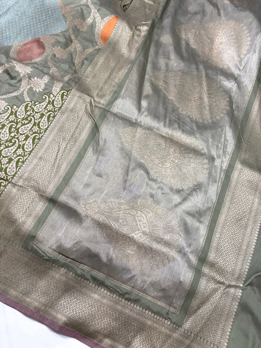 Pure Katan Banarasi Handloom Saree - Kadiyal Sona Meenakari Work