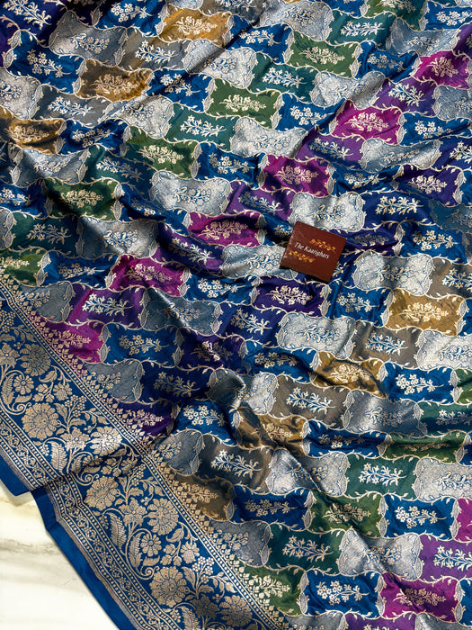 Blue Pure Katan Banarasi Handloom Saree - Rangkat