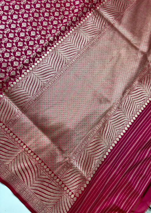 Rani Pure Katan Banarasi Handloom Saree - Jaal work