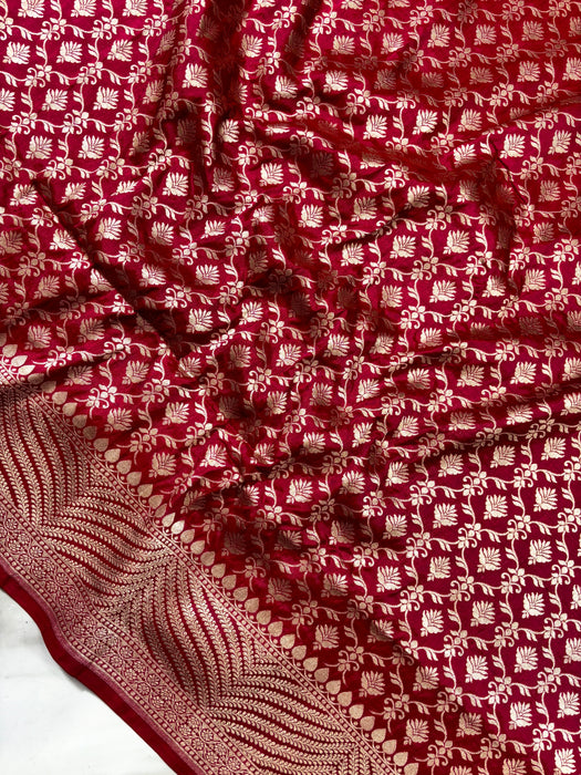 Rani Pure Katan Banarasi Handloom Saree - Jaal work