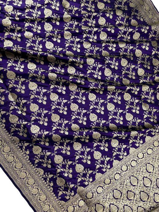 Dirty Purple Pure Katan Banarasi Handloom Saree - Jaal work