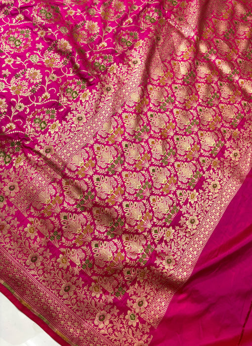 Rani Pure Katan Banarasi Handloom Saree - Meenakari Work
