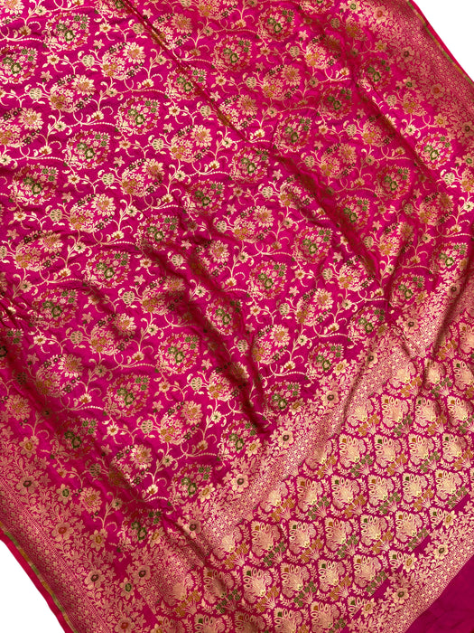 Rani Pure Katan Banarasi Handloom Saree - Meenakari Work
