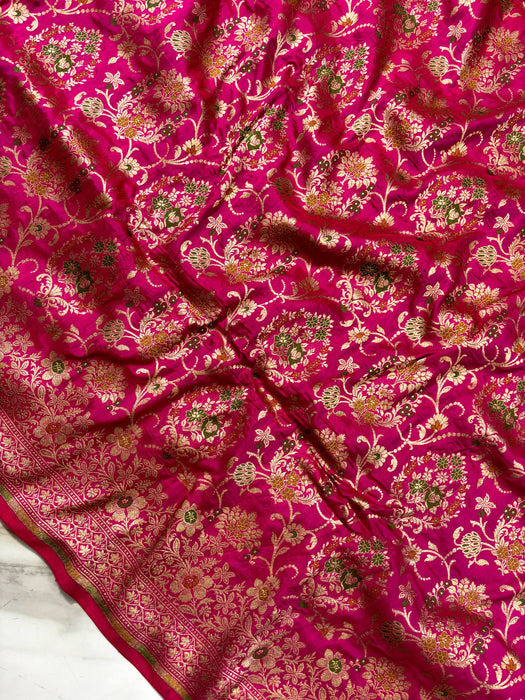Rani Pure Katan Banarasi Handloom Saree - Meenakari Work