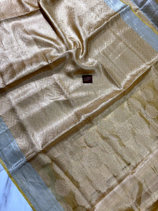 Gold Pure Banarasi Tissue Handloom Saree - Designer Brocade
